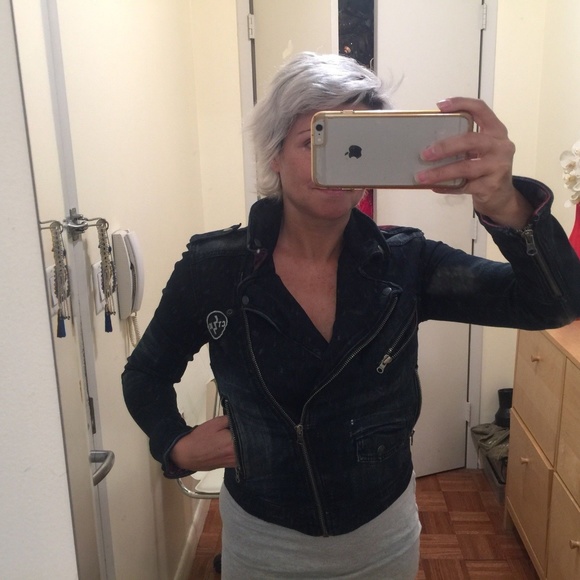 Converse Blue Denim Motorcyle Jean Jacket S - Picture 3 of 8